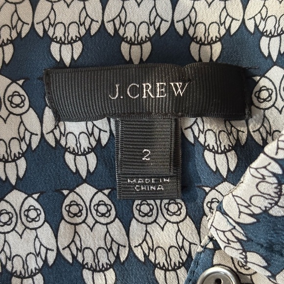 J. Crew Silk Owl Button Down Blouse Size 2 - Picture 4 of 8